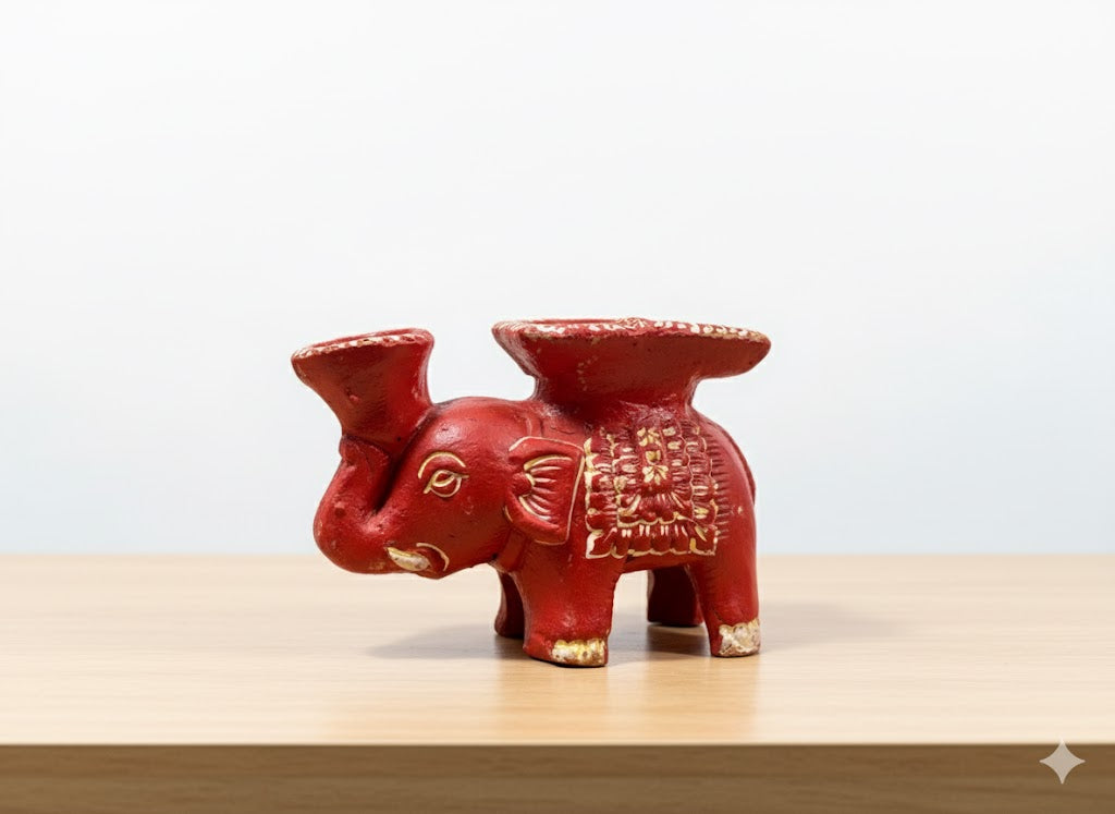 Khola Pata Vintage-Style Terracotta Elephant Figure with 5 Dia|| Matir Pradip
