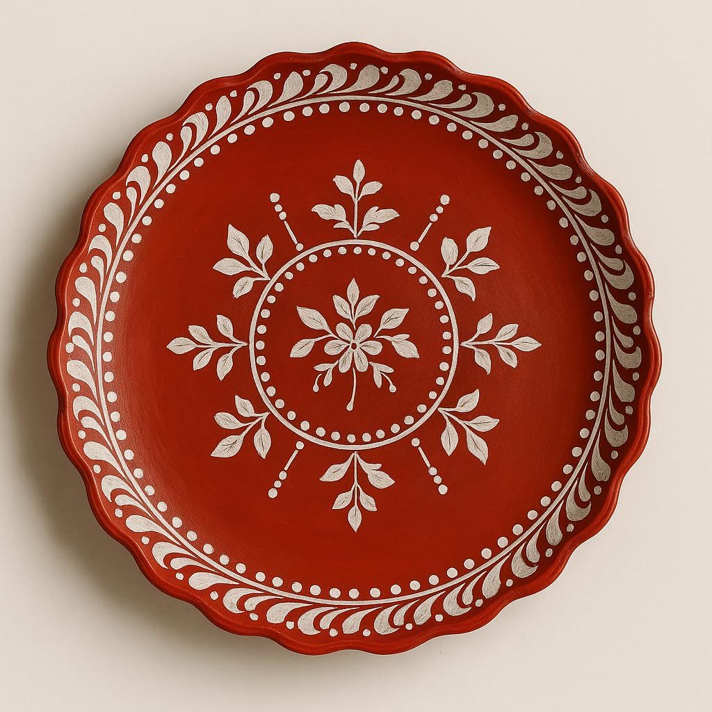 Khola Pata Clay Thali Set | Handcrafted Terracotta Dinnerware | Bengali Red Plate & Bowls | Eco-Friendly | 7 Pcs | 1 Dining Set